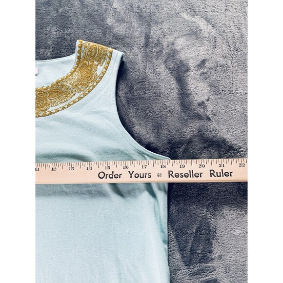 J. Jill Tank Top Women's Size XS Mint Green Gold Embroidered Sleeveless Boho - Picture 12 of 14